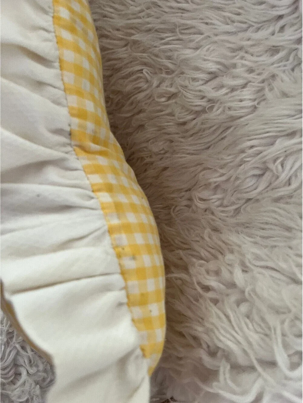Vintage Ruffled Yellow Gingham 13x13 Throw Pillow